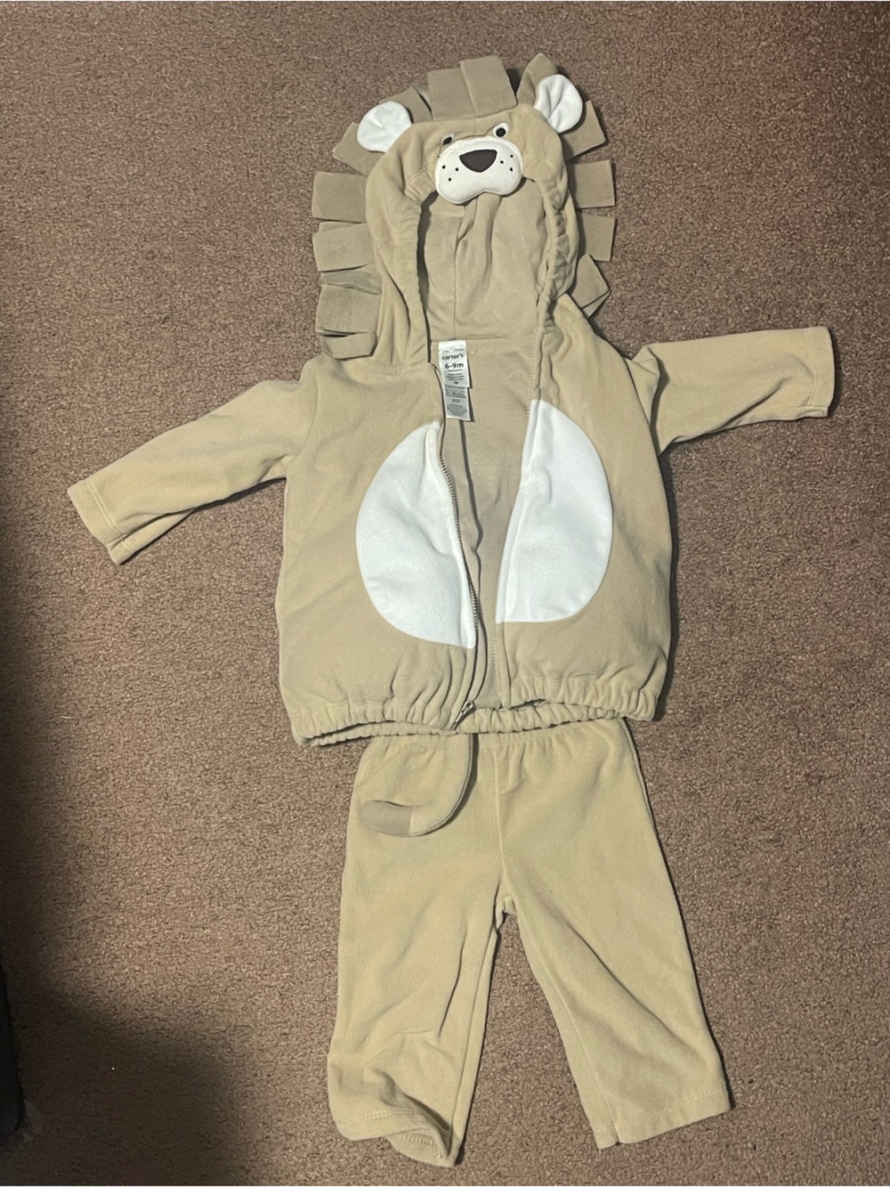 Carter's Beige Lion Hooded 2-Piece jacket and pant set or Halloween outfit.